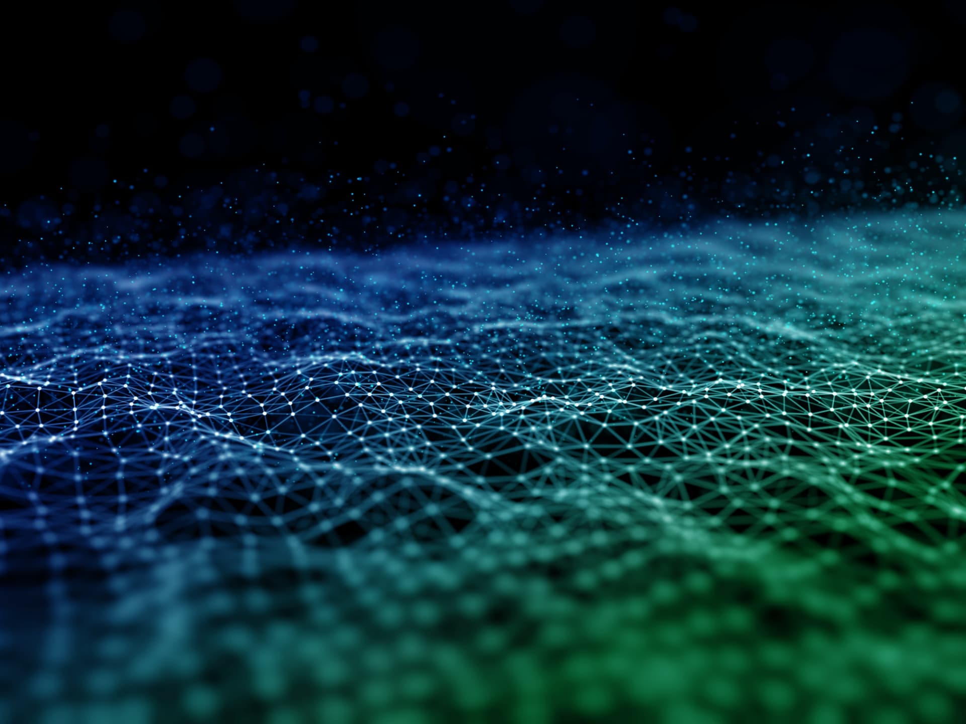 Abstract green network connections representing AI data annotation infrastructure